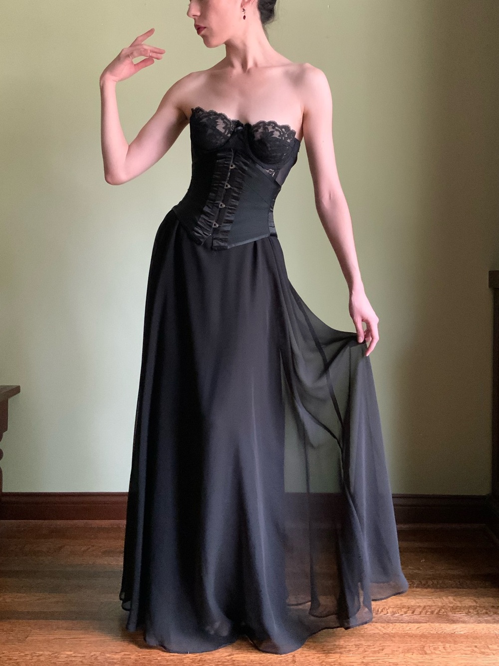 Dark Angel Maxi Skirt, Floor Length High Waisted Black Formal Skirt